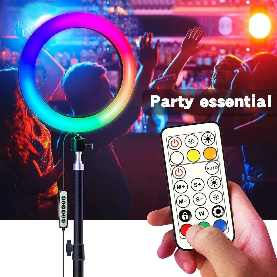 10" RGB LED RingLight Tripod RGB 33 Colors Video Dimmable Ring Fill Light with Tripod Stand for Makeup TikTok Youtube Vlog Live