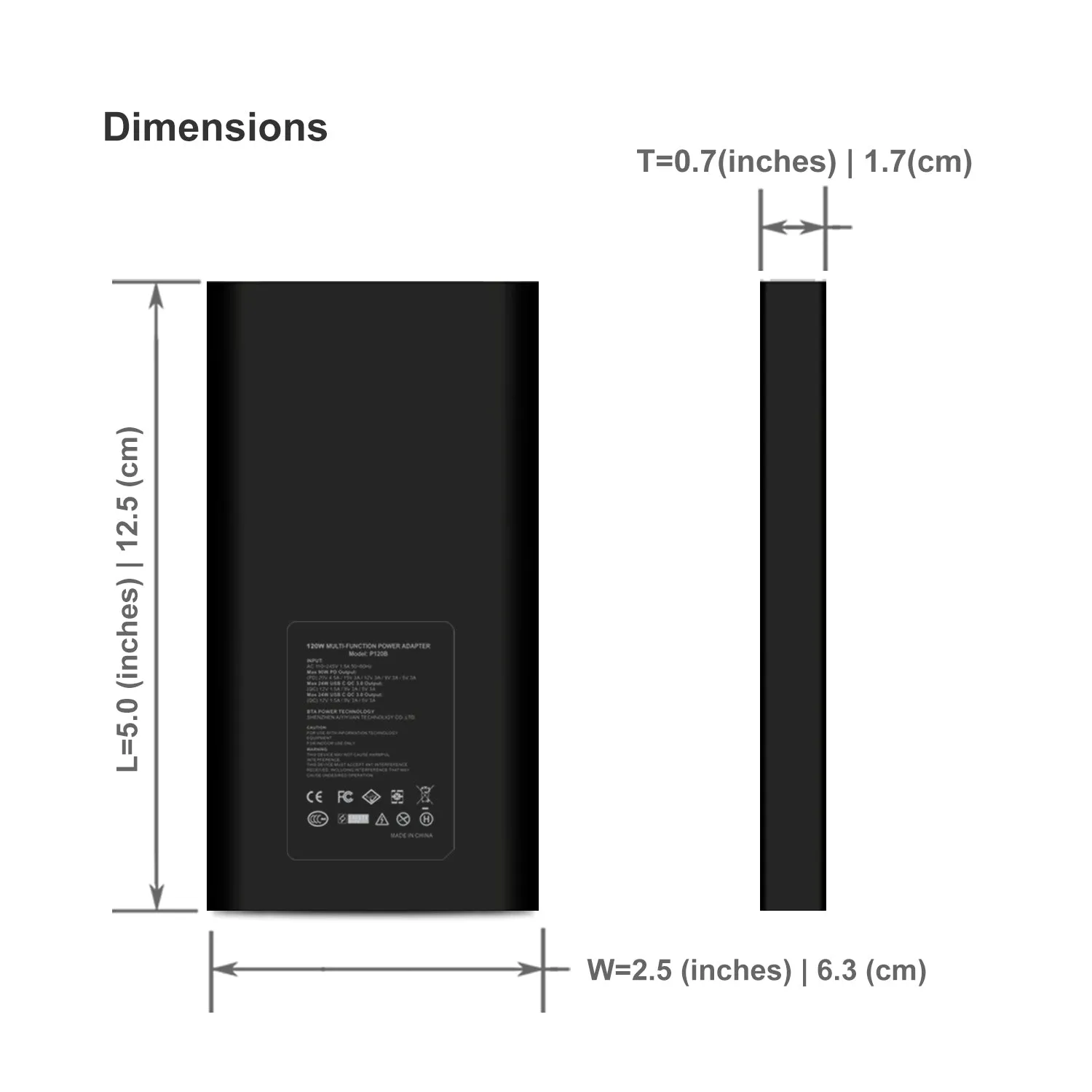 120W Slim USB-C Laptop Charger High Power Delivery for Apple HP Surface Lenovo Razer LG Dell USB-C Laptop Charger 90W 65W 60W 45W Power Adapter P120