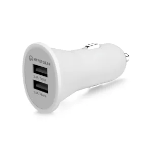 12W Dual USB Mini Car Charger | White