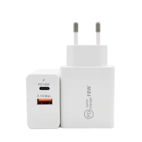 18W USB-C Fast Charge USB Type-C PD Charger US Plug Fast Charging Adapter