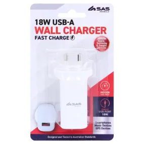 18W White 1 Port USB A Wall Charger