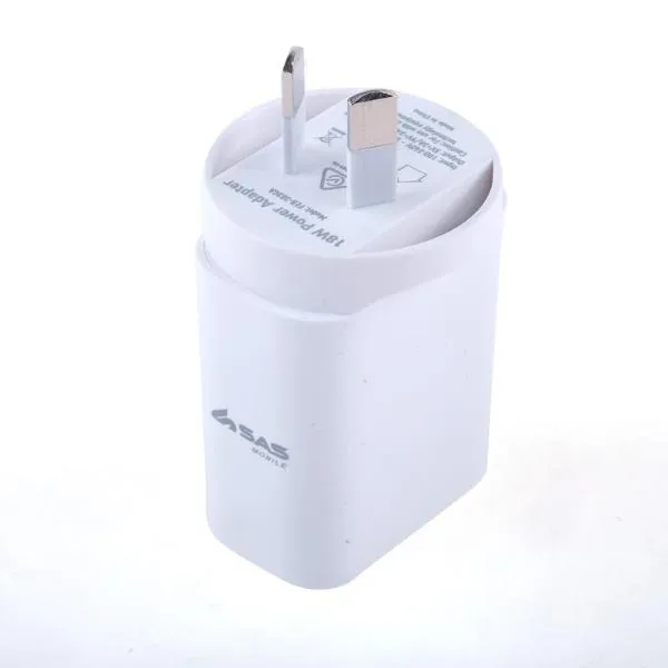 18W White 1 Port USB A Wall Charger