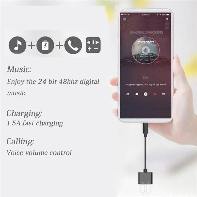 2-In-1 USB Type-C to 3.5mm Adapter and USB-C Charging Headphone Jack Aux Jack for Xiaomi Huawei Oneplus Samsung HTC