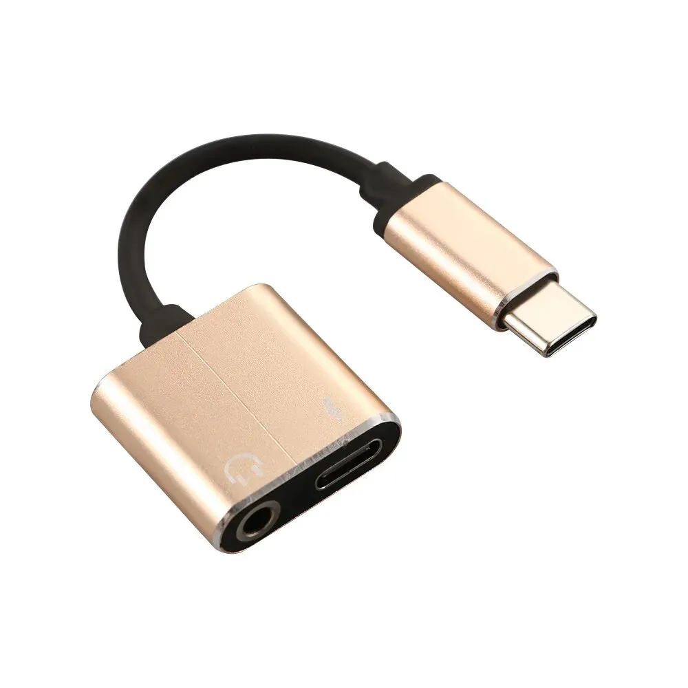 2-In-1 USB Type-C to 3.5mm Adapter and USB-C Charging Headphone Jack Aux Jack for Xiaomi Huawei Oneplus Samsung HTC