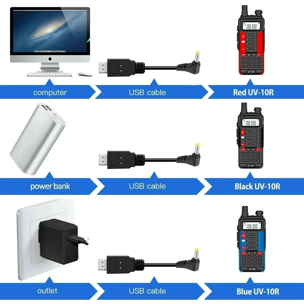 2023 Baofeng UV 10R USB Charger Convenient Cable For BaoFeng Walkie Talkie Hight Capacity Extend Battery UV-10R