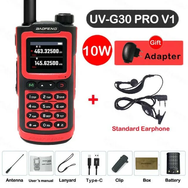 2023 Baofeng UV-G30 Pro V1 10W Walkie Talkie Four Bands Long Range Portable Ham Radios Copy Frequency Waterproof 2-Way Radio Ham