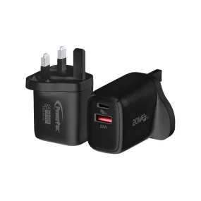 20W Charger Fast Charge QC3.0, PD 3.0 USB Smart Charger, TYPE A, TYPE C (PP7982) Black