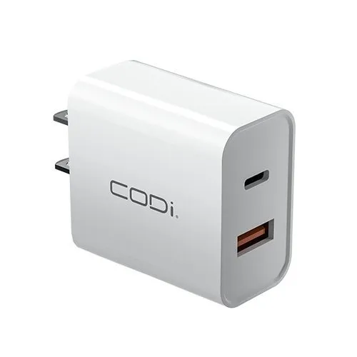 20W Dual Port Wall Charger, USB-C & USB-A Outputs*