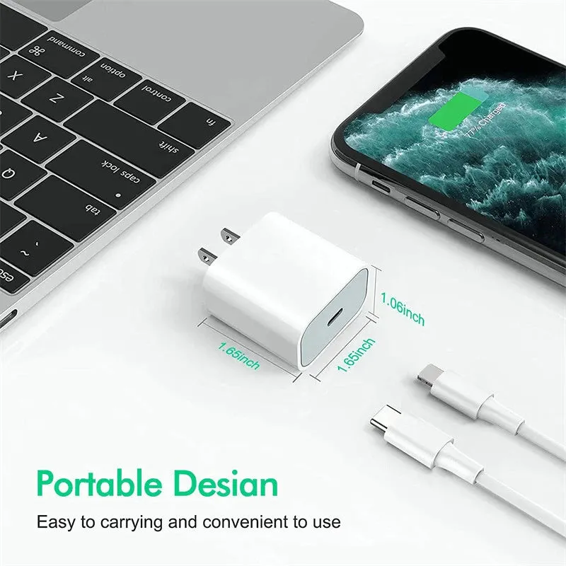 20W PD QC Fast Wall Charger New USB C Power Adapter For Samsung iPhone iPad Tablet (White)