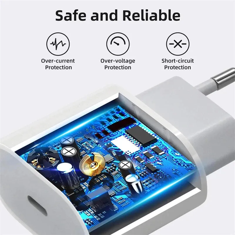 20W PD QC Fast Wall Charger New USB C Power Adapter For Samsung iPhone iPad Tablet (White)