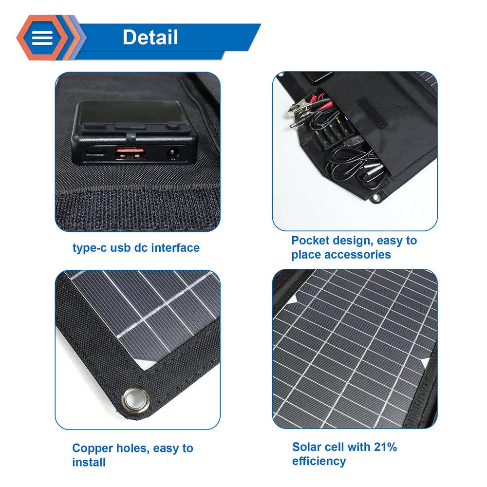 28W Solar Panel Foldable Portable Waterproof USB Energy Solar Cell Charger