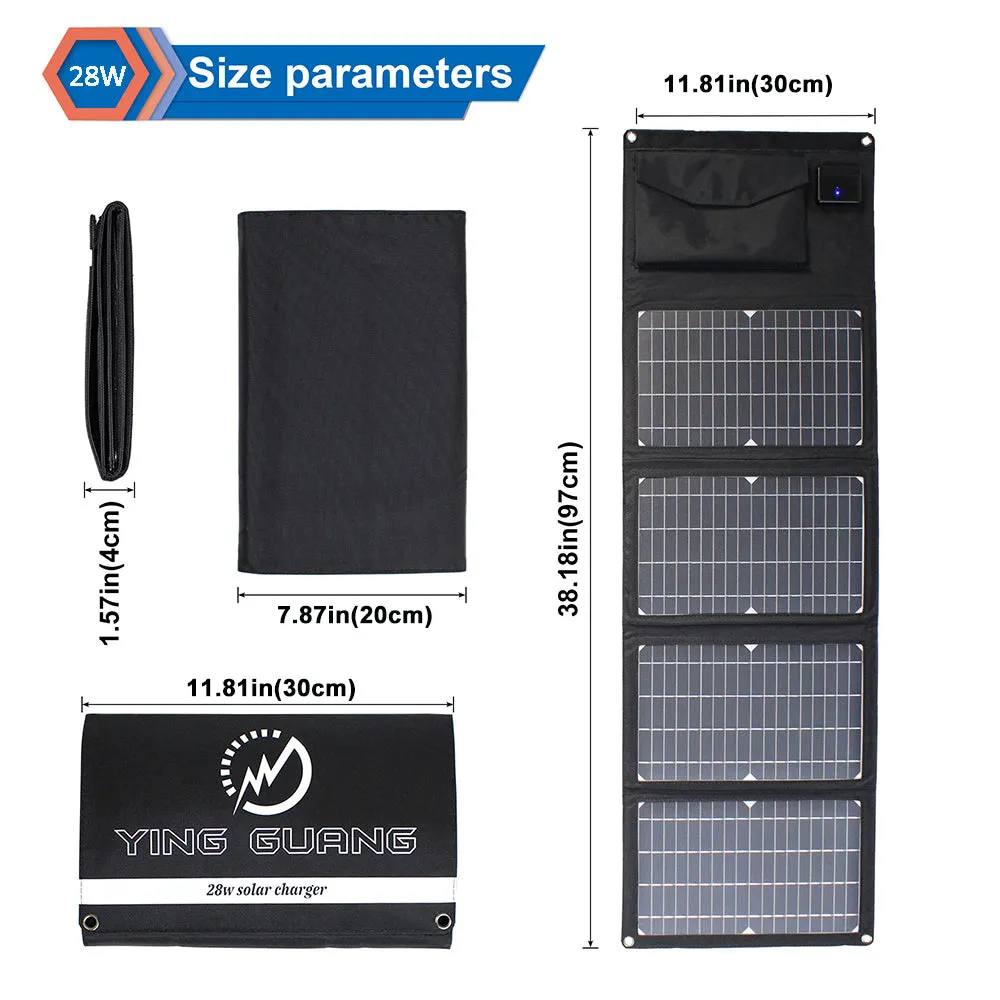 28W Solar Panel Foldable Portable Waterproof USB Energy Solar Cell Charger