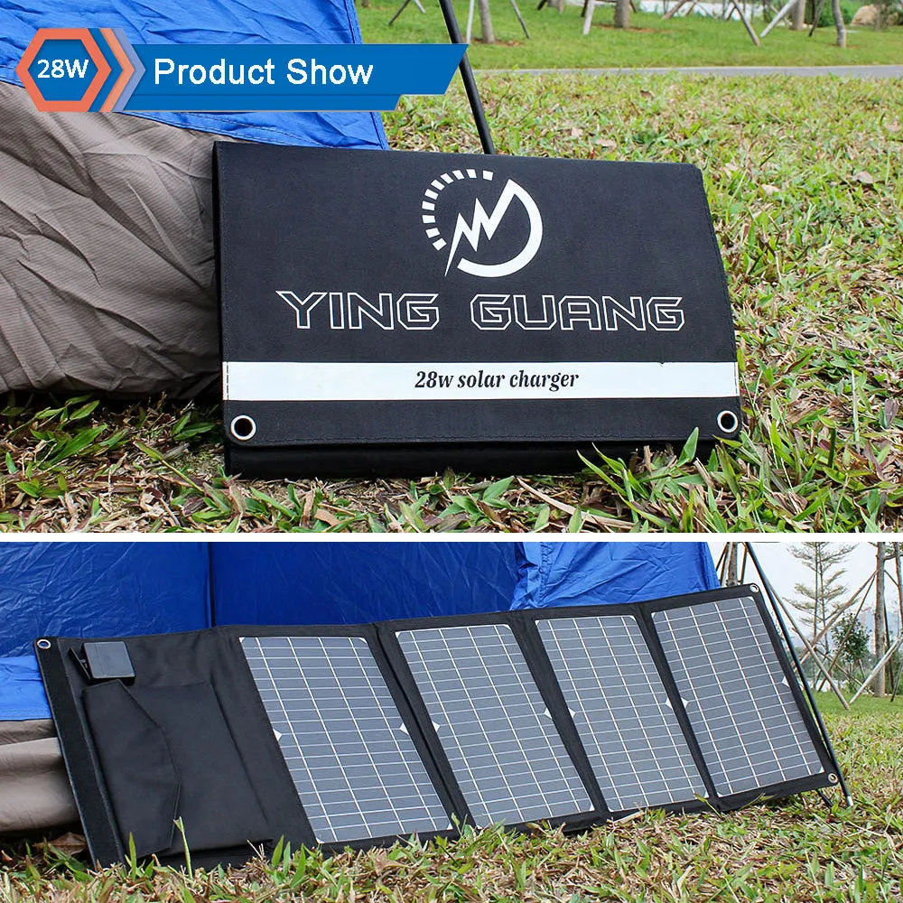 28W Solar Panel Foldable Portable Waterproof USB Energy Solar Cell Charger