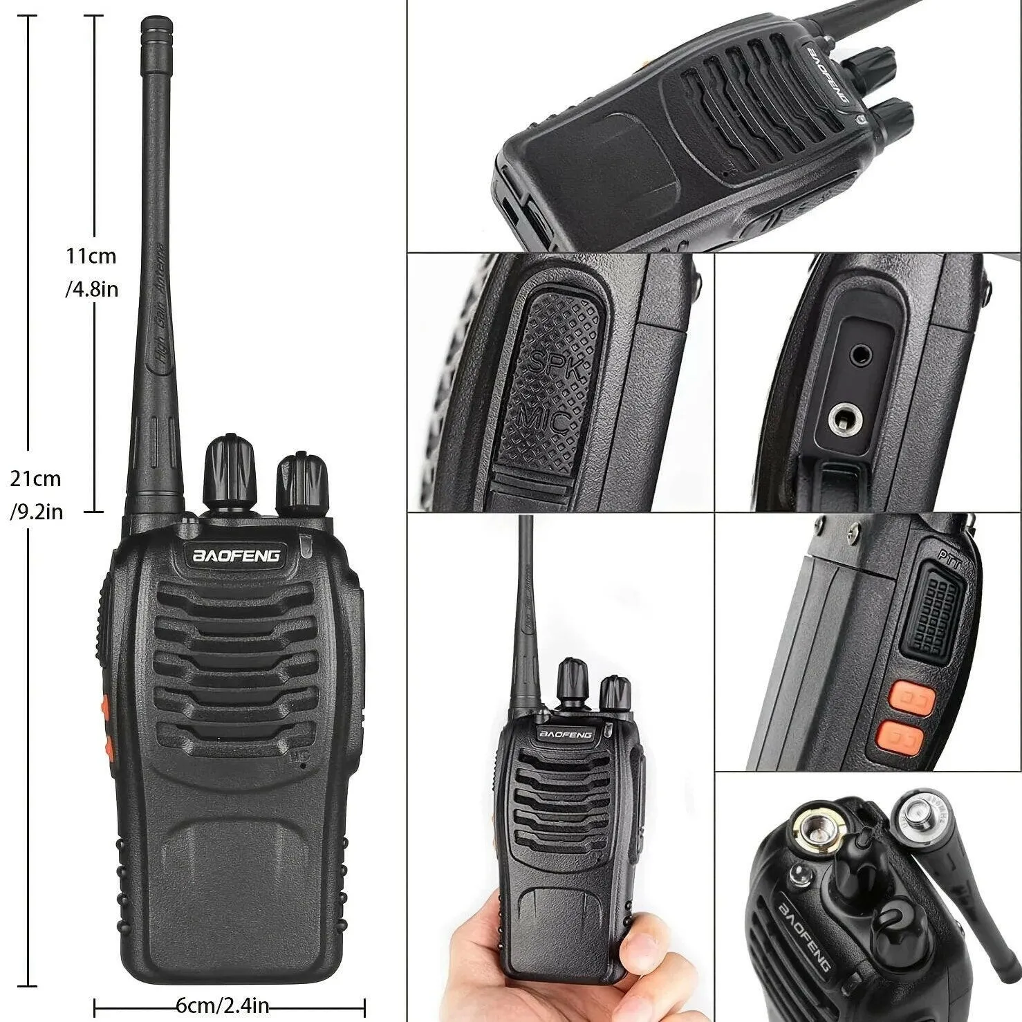 2pcs BAOFENG BF-888S UHF Portable Walkie Talkies 5W Ham Two-way radio set UHF 400-470MHz 16CH Transceiver USB Charger