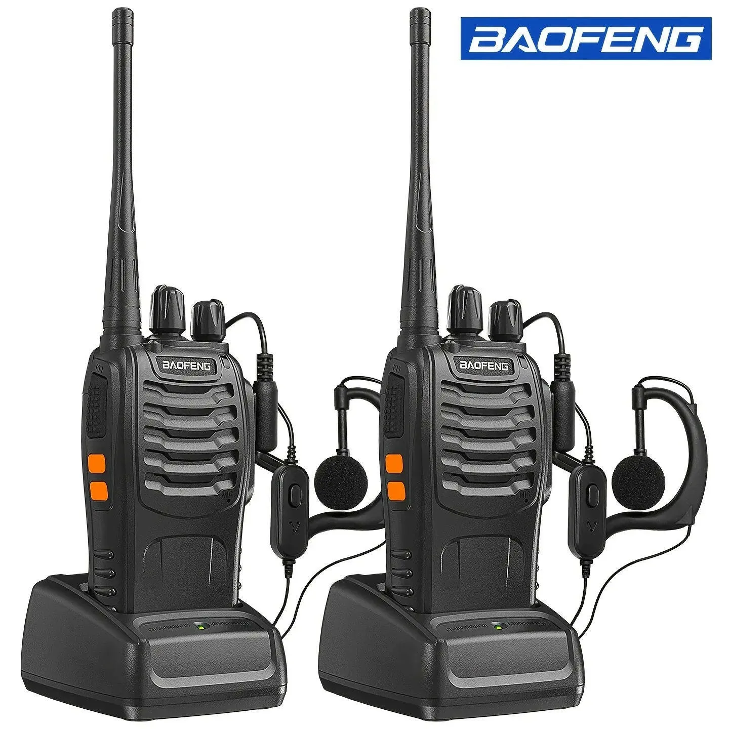 2pcs BAOFENG BF-888S UHF Portable Walkie Talkies 5W Ham Two-way radio set UHF 400-470MHz 16CH Transceiver USB Charger