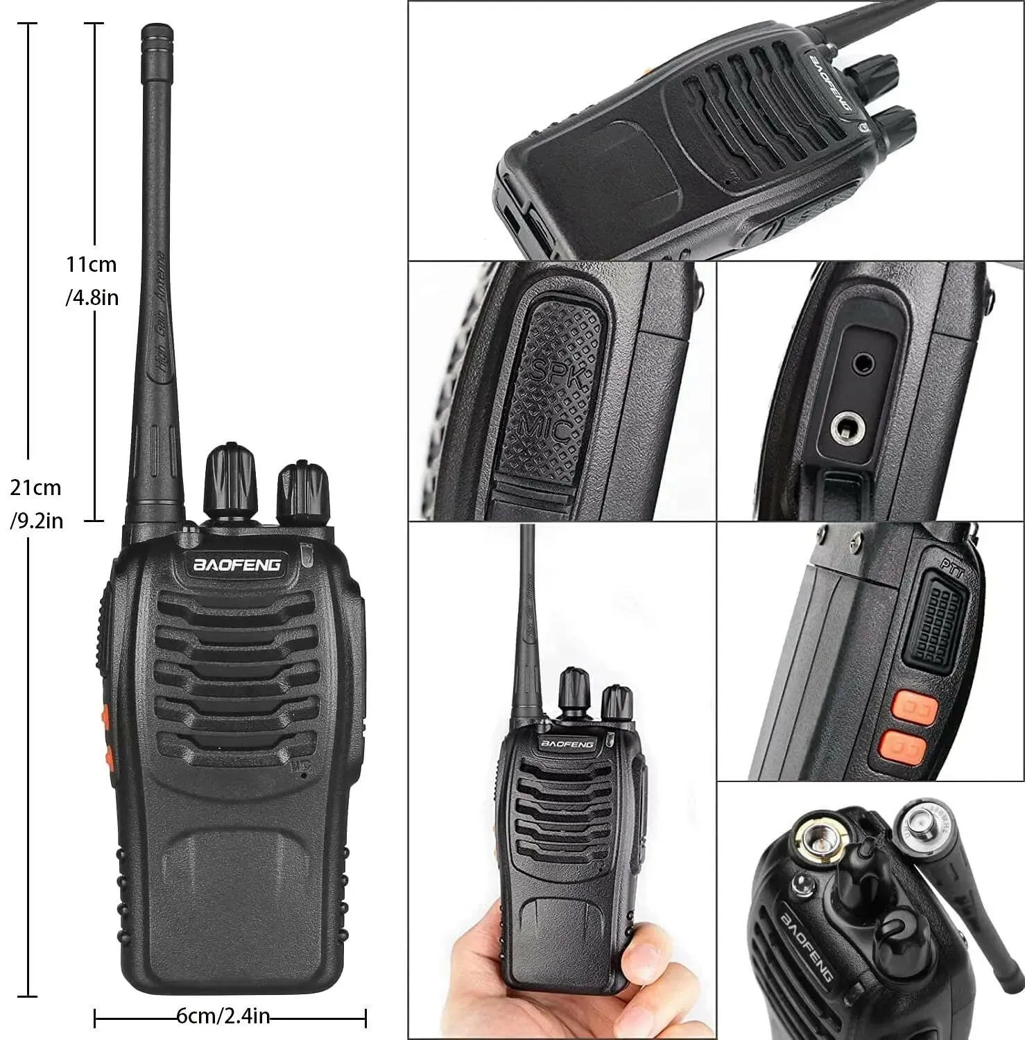 2pcs BAOFENG BF-888S UHF Portable Walkie Talkies 5W Ham Two-way radio set UHF 400-470MHz 16CH Transceiver USB Charger