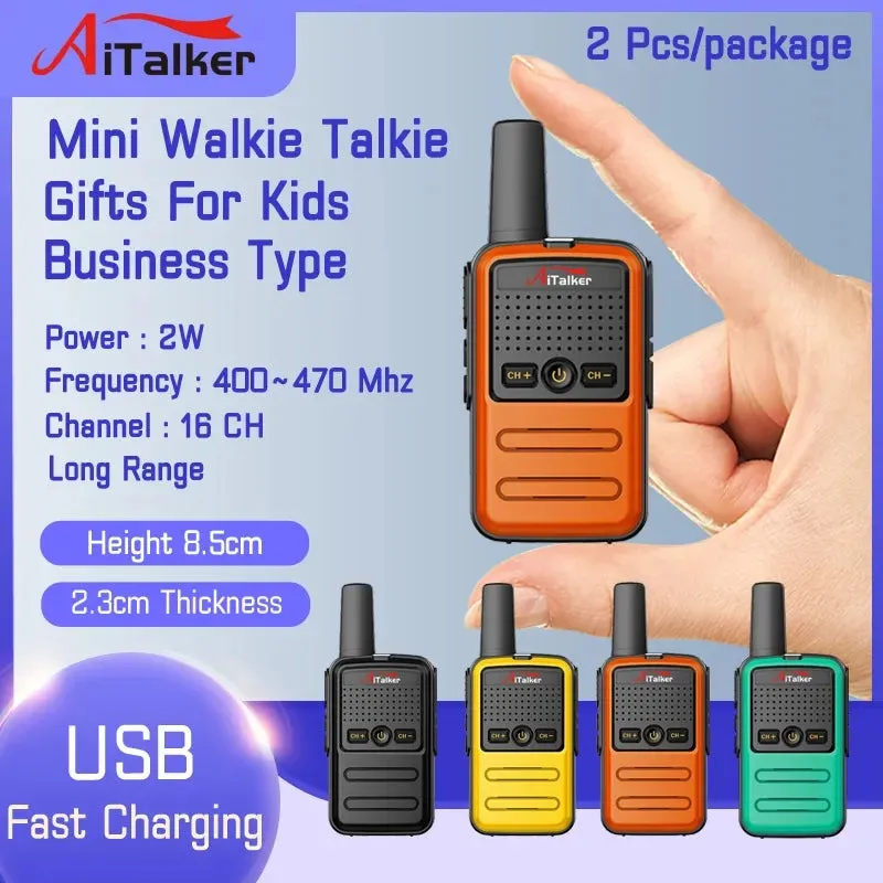 2Pcs Mini Small Little  Walkie Talkie Talk With Baofeng UV5R Portable Two Way Radio Hotel Hunting  USB Charger Transceiver