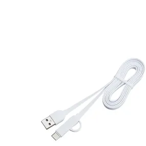 2Pcs white USB Sync/Charging Cable MFi USB Micro & Type-C AZ1545