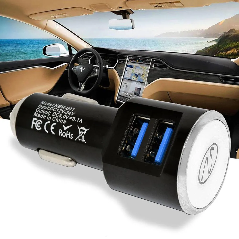 3.1A 2-in-1 Universal Dual USB Port Travel Car Charger With Micro USB Cable by Modes