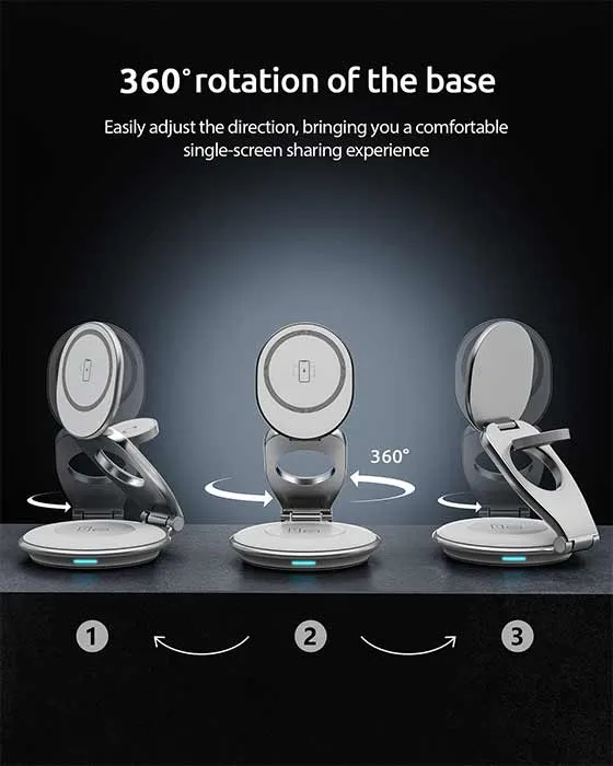 360 Rotation 3-In-1 Magnetic MagSafe Wireless Charger