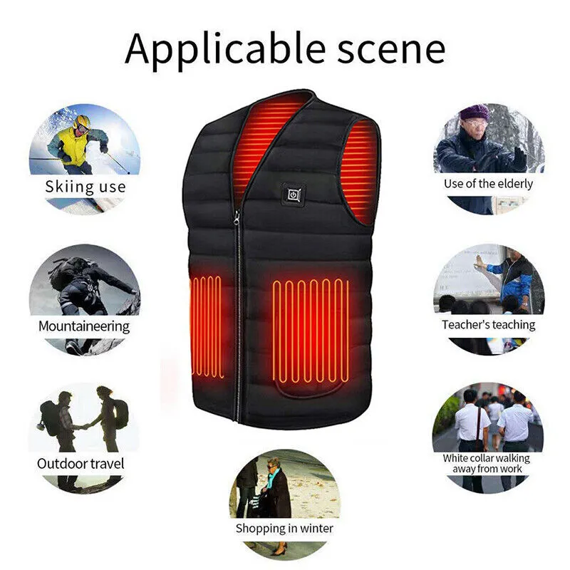 3XL USB Heated Electric Vest, Water-Resistant, Unisex