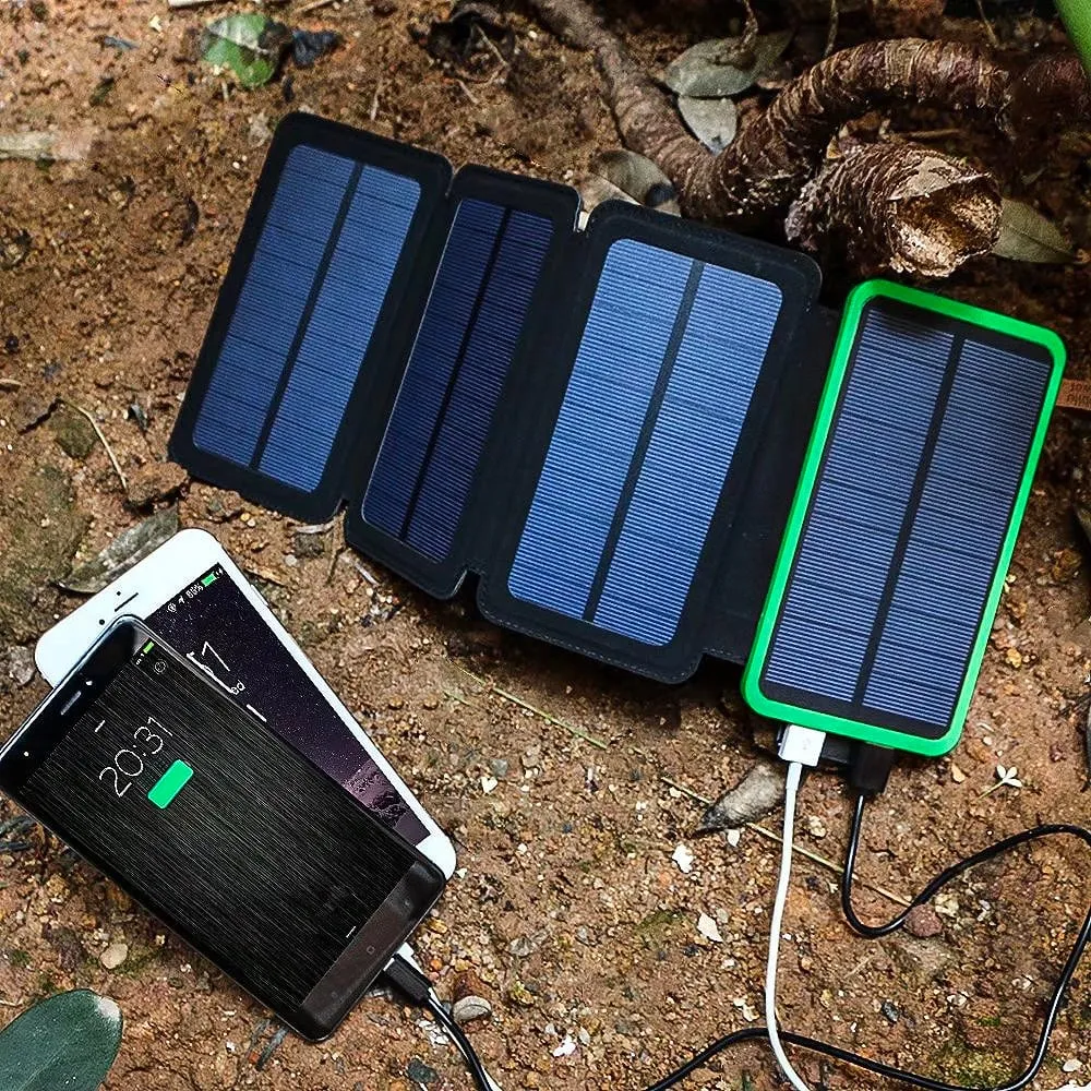 4-Fold Solar Dual-USB Charger 10,000mAH and LED Light Stealth Angel Survival