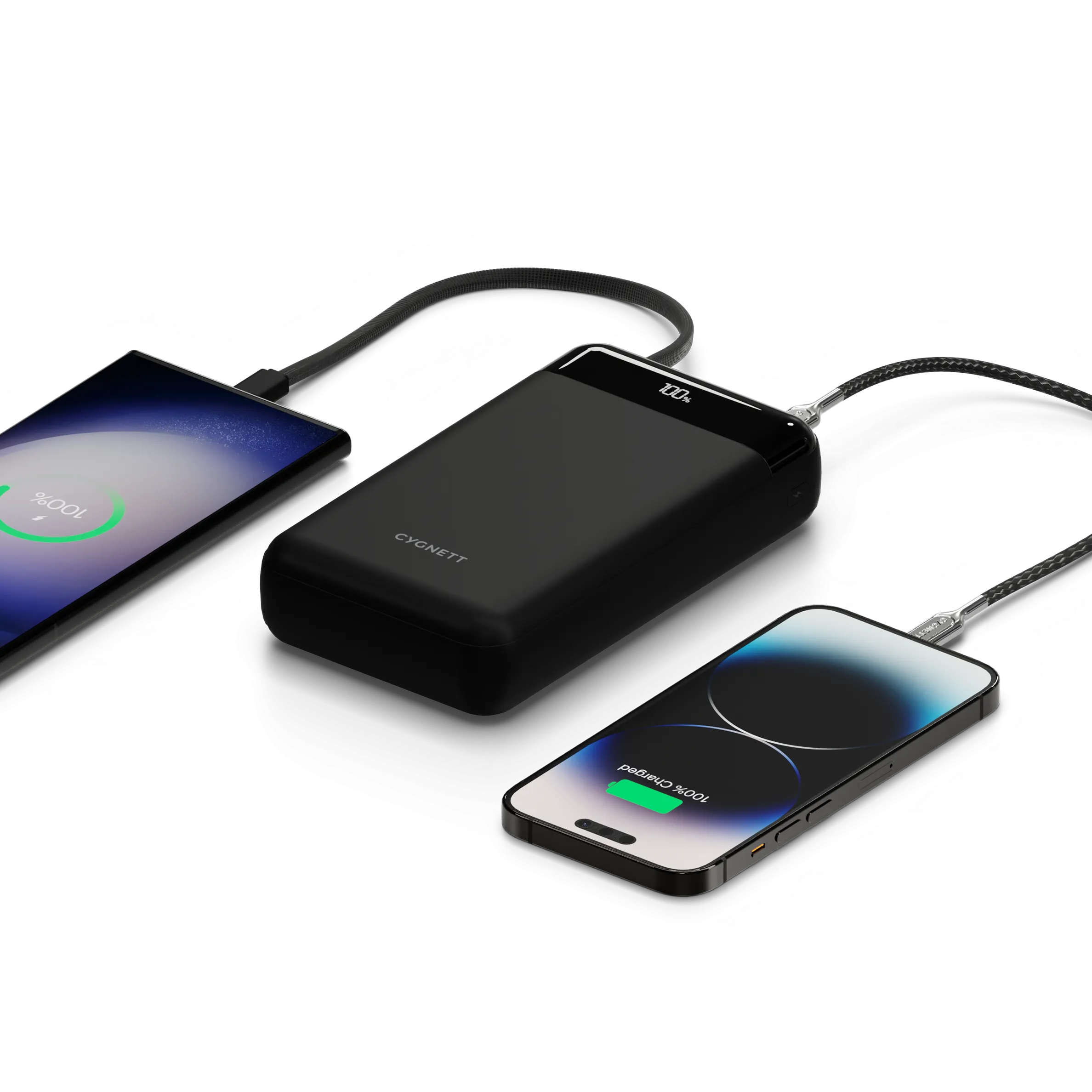 40,000mAh Power Bank with Integrated USB-C Cable - Black