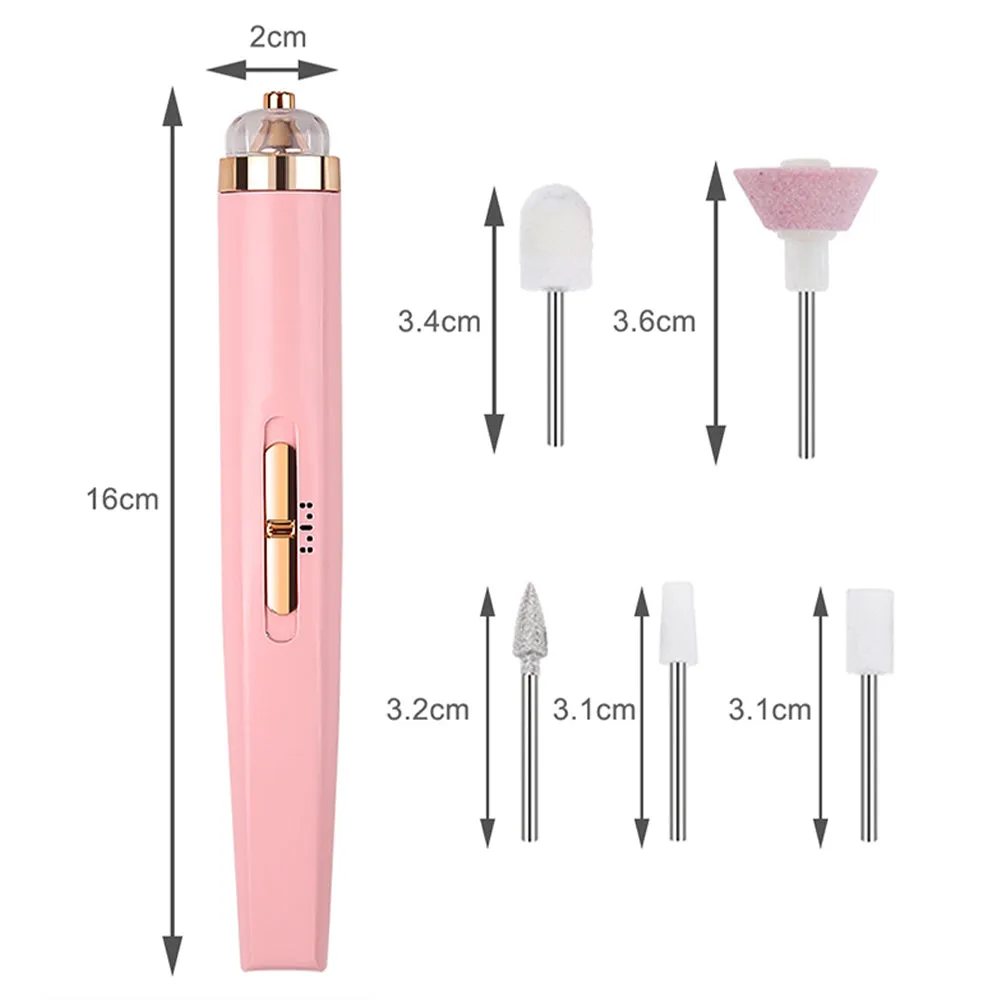 5 IN 1 Electric Nail Drill Kit Full Manicure and Pedicure Tool - USB Rechargeable