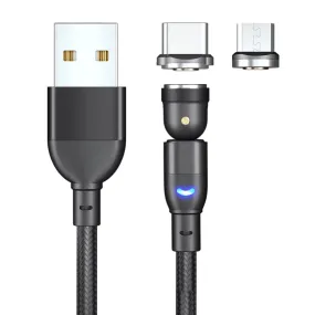 540 Degree Rotation 3-in-1 Magnetic Charging Cable (1m and 2m) Bundle