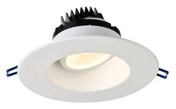 6 Inch Round Regressed Gimbal LED Downlight - High Output -18 Watt - 3000 Kelvin - White Trim - 35 Degree Beam Spread - 1550 Lumen - Type IC Air-Tight Wet ES CRI 90 