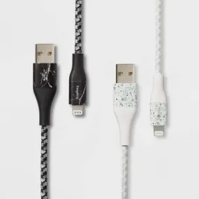 6' Lightning to USB-A 2pk Braided Cable - heyday Marble/Terrazzo