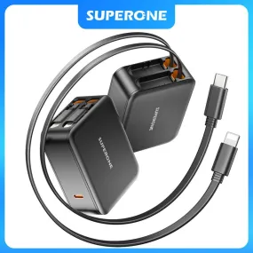 62W Retractable Wall Charger with Dual Cables 3-Port USB Charger Block 35W Iphone Charger Fast Charging for Electronic Cellphone Folding Smartphone