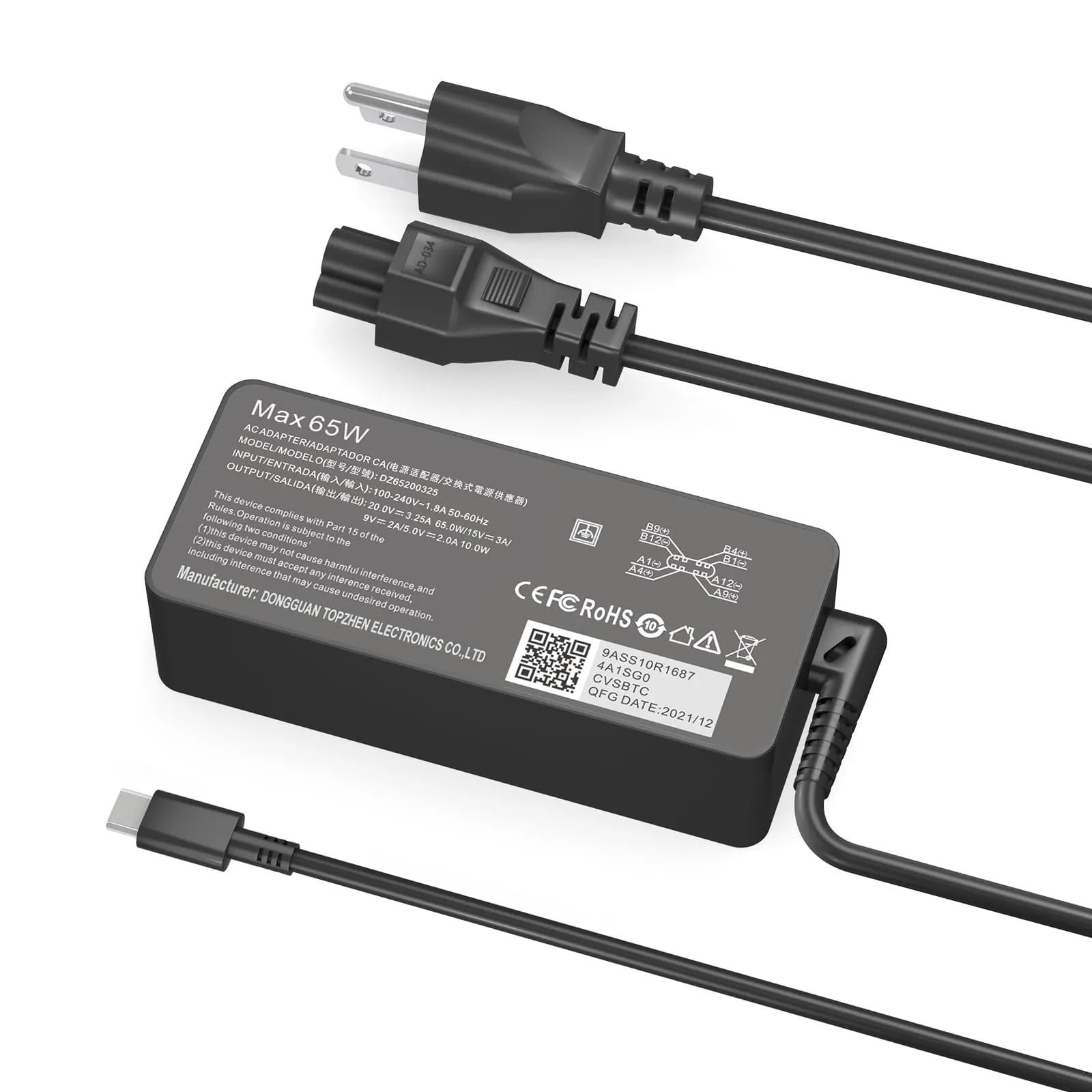 65W USB C Charger for Lenovo Thinkpad/Yoga/Chromebook Laptop Computer 65W 45W USB C Fast Power Adapter