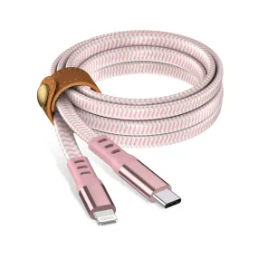 6ft Flat Nylon Braided Lightning (PD) Charging Cable - Rose Gold