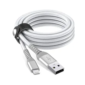 6ft Kevlar Lightning Nylon Braided Cable - Alpine White