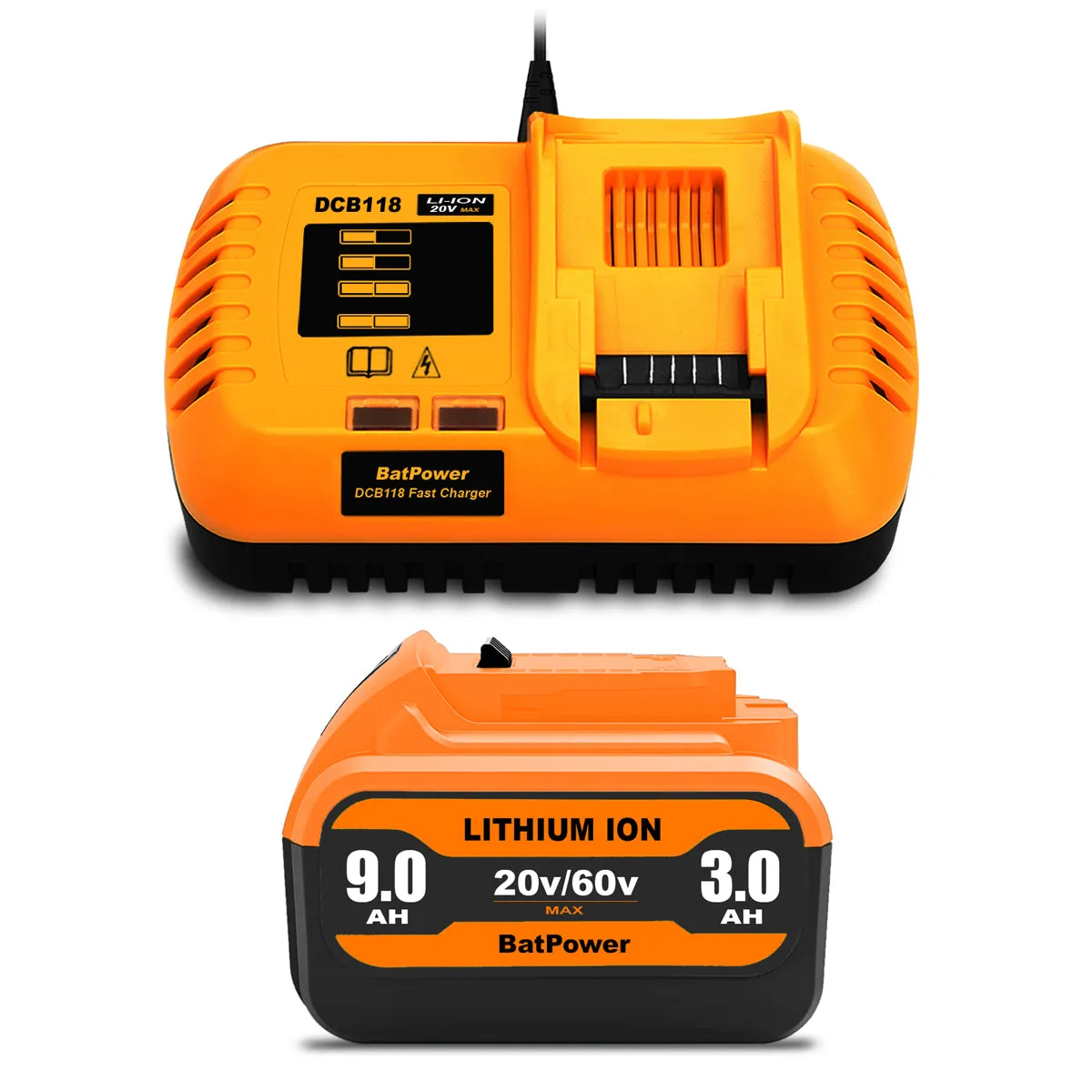 9.0Ah 20v/60v Max Battery and Charger Combo for Dewalt 60v Battery with Charger Kit 9Ah DCB118X1 DCB606 6Ah DCB609 9Ah 20v 60v Battery and Charger