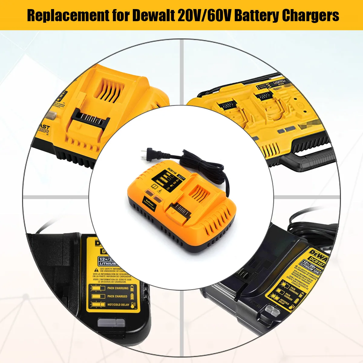 9.0Ah 20v/60v Max Battery and Charger Combo for Dewalt 60v Battery with Charger Kit 9Ah DCB118X1 DCB606 6Ah DCB609 9Ah 20v 60v Battery and Charger