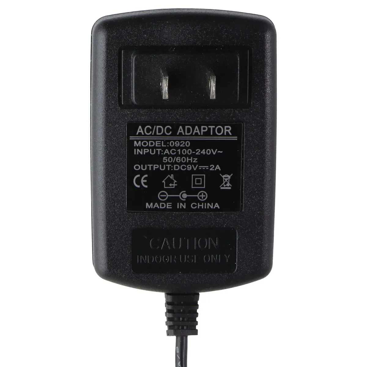 9V/2A AC/DC Power Adapter Wall Charger - Black (0920)