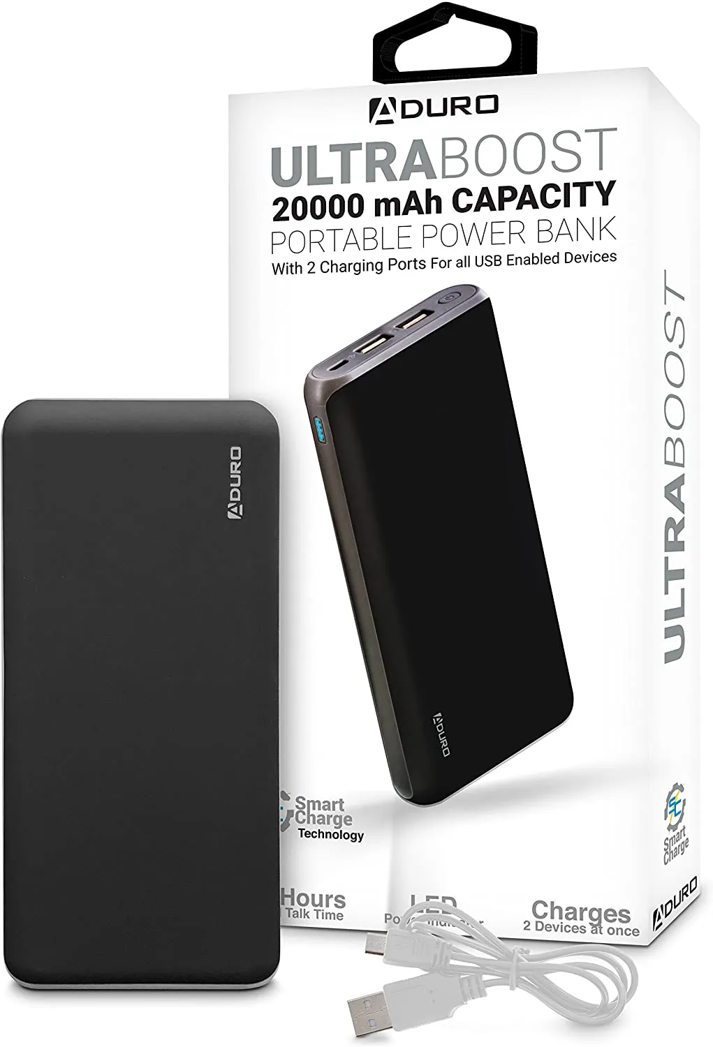 Aduro UltraBoost Power Bank 20,000mAh Dual USB Backup Battery