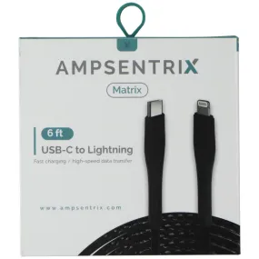 AmpSentrix Matrix (6-Ft) USB-C to 8-Pin Lightning Charge/Sync Cable - Black