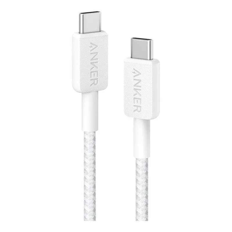 Anker 322 USB-C - USB-C Kabel 60W m. Nylon 90Cm - Hvid