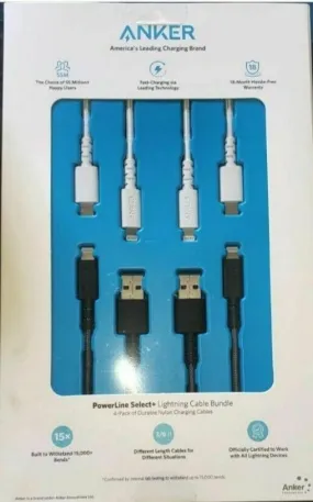 Anker PowerLine II USB-A to Lightning Cable 4-pack