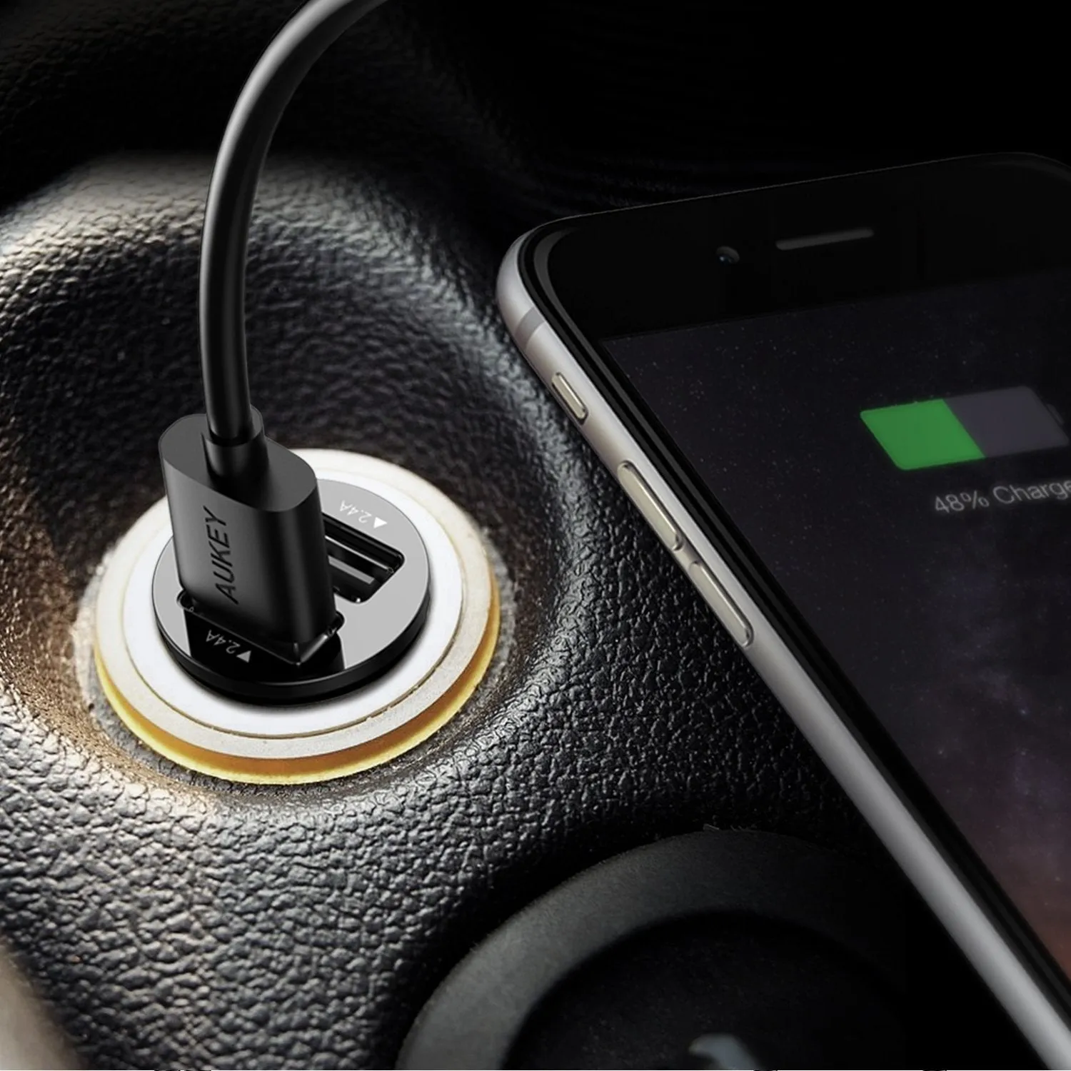 AUKEY CC-S1 4.8A Dual USB Port Car Charger Charging Power Adapter Smartphone