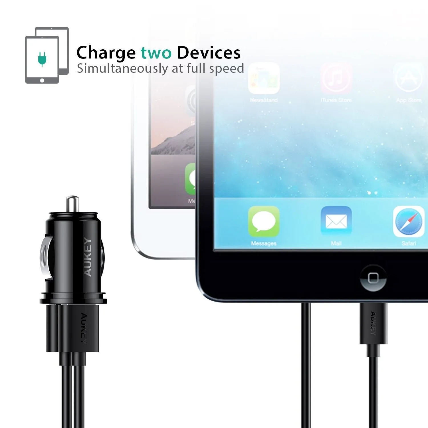 AUKEY CC-S1 4.8A Dual USB Port Car Charger Charging Power Adapter Smartphone