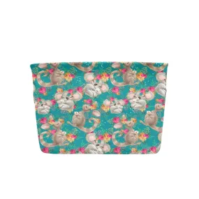 Australian Animals Koala and Kangaroo Green Fabric Storage Basket