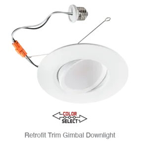 Aviva 5/6 Inch LED Gimble Down Light Retrofit, 1,160 Lumens, 11W, 120V, CCT Selectable: 2700K/3000K/3500K/4000K/5000K