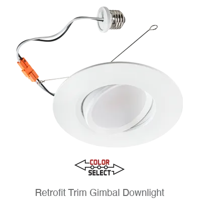 Aviva 5/6 Inch LED Gimble Down Light Retrofit, 1,160 Lumens, 11W, 120V, CCT Selectable: 2700K/3000K/3500K/4000K/5000K