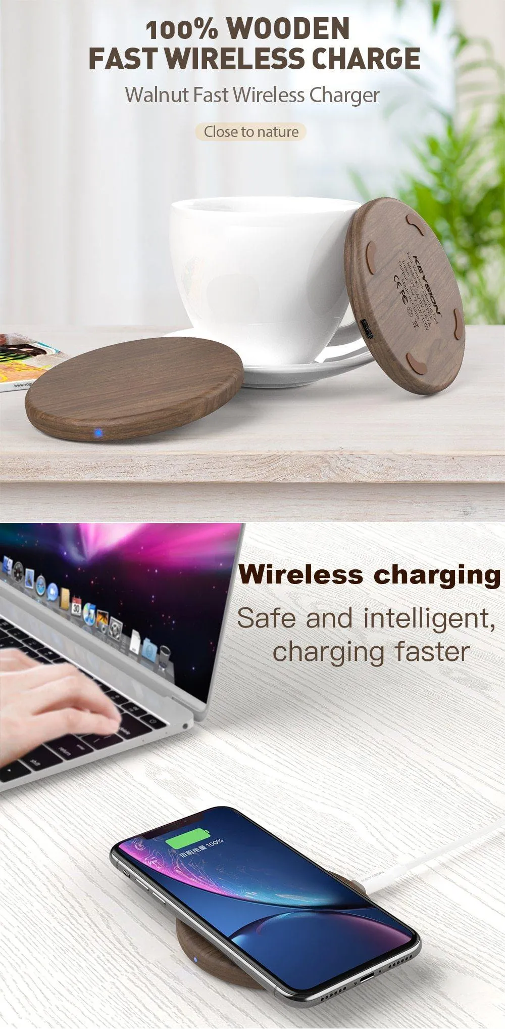 Bamboo USB Wireless Charger for Smartphones