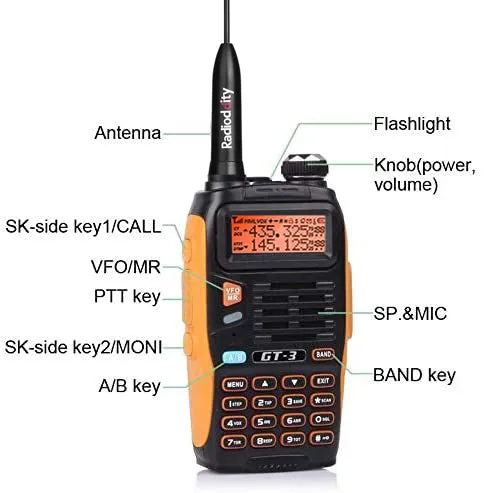 Baofeng GT-3 Mark II | Dual Band | 5W | Better Antenna | VOX | Flashlight | with Cable