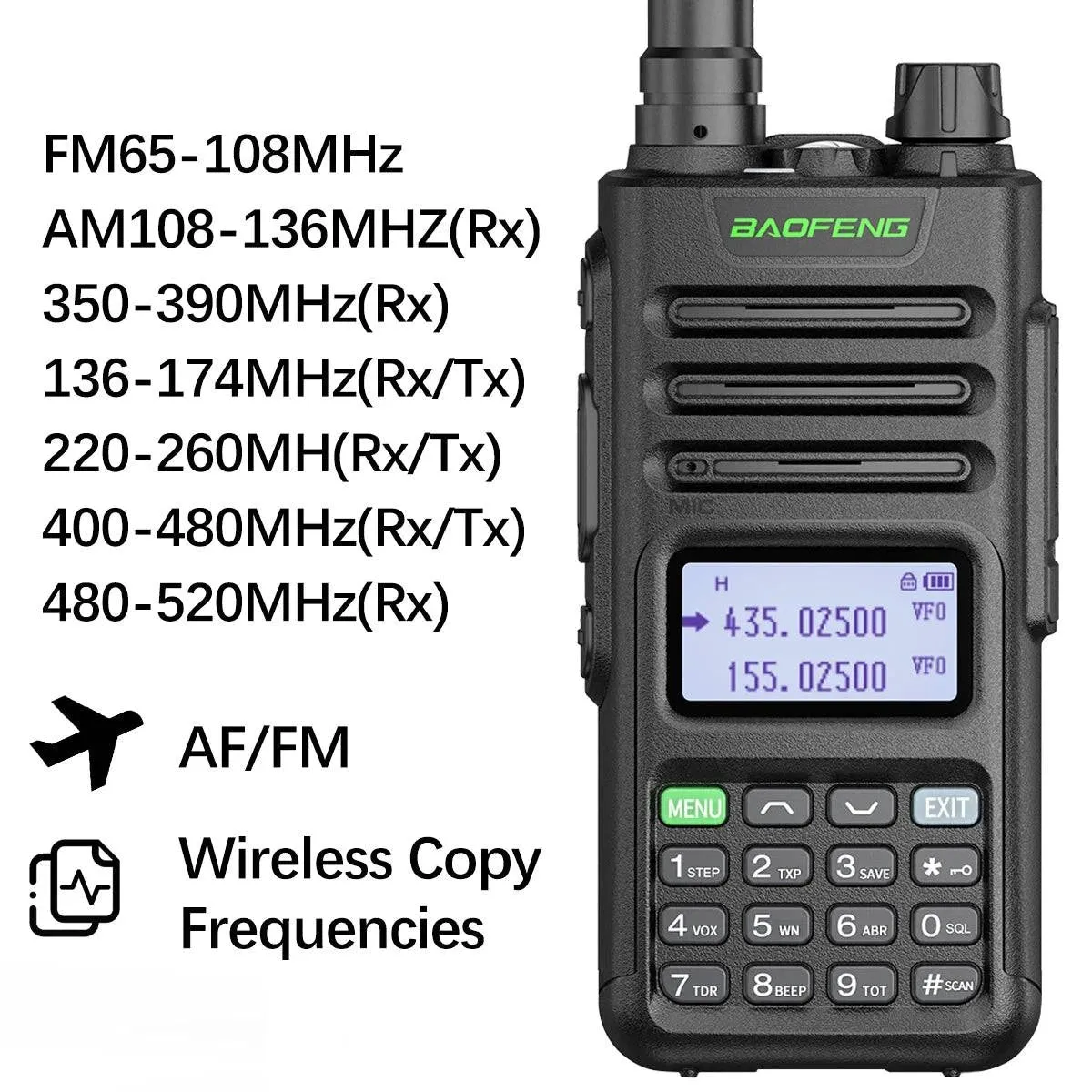 BaoFeng M-13 Pro Air Band Walkie Talkie 10w Wireless Copy Frequency 999CH Type-C Long Range UV 5R 13 Pro K5 Ham Two Way Radio